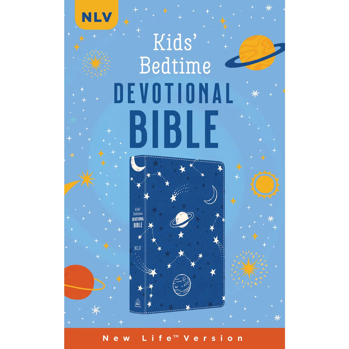 The Kids' Bedtime Devotional Bible NLV in Cobalt Cosmos, boxed front cover