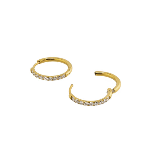 Gold Diamond Hoops 18mm - Waterproof
