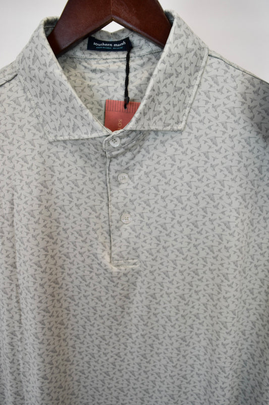 Southern Marsh Men's Light Gray In Flight Flyline Performance Polo