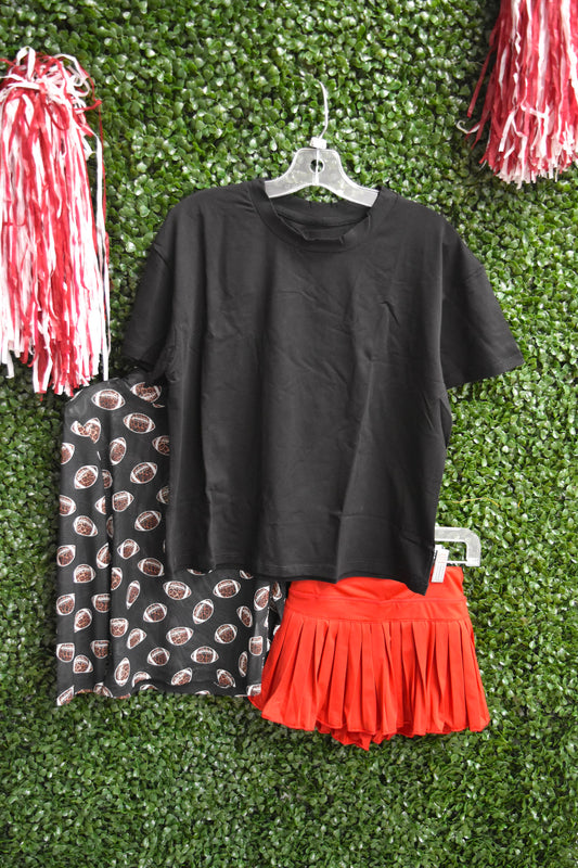 Girl's Solid Black Boxy T Shirt