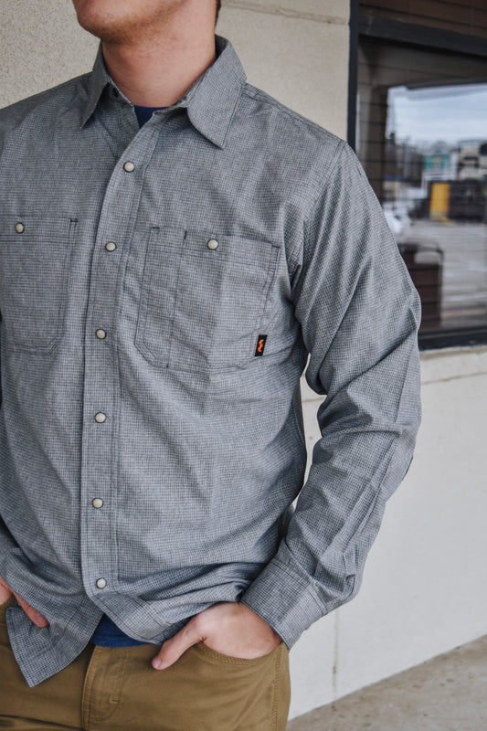 Allen Storm Grey Heather UPF 50 Plus Work Shirt