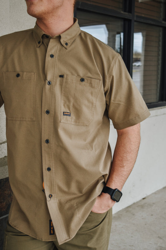 Ariat Khaki Rebar Made Tough 360 AirFlow Work Shirt