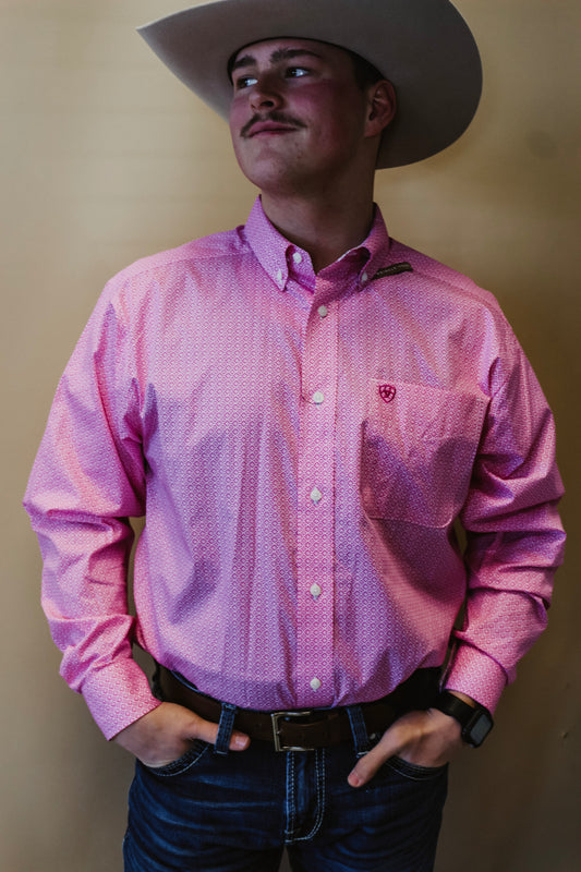 Men's Ariat Rose Violet Wrinkle Free Oden Classic Fit Shirt