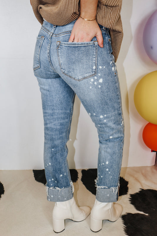 Blaire Star Valley High Rise Cuffed Slim Straight Jeans Dear John