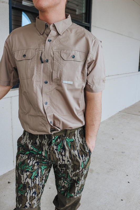Drake Men's Wing Shooter Trey Timber Wolf Khaki Short Sleeve Shirt