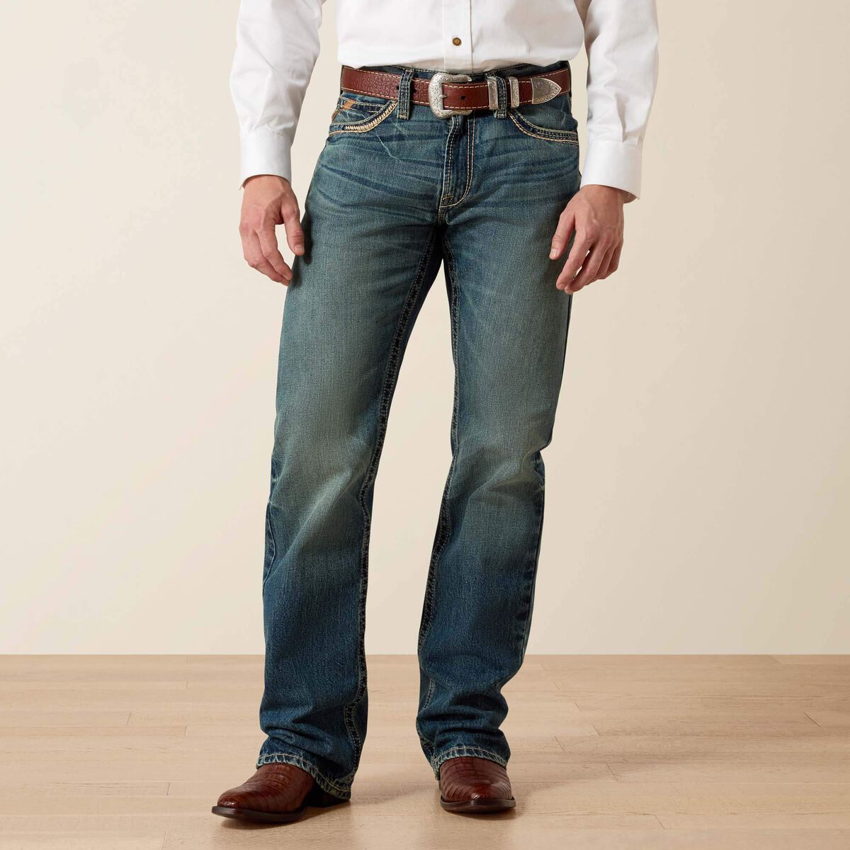 Ariat Men's M5 Gambler Straight Jean front view on model