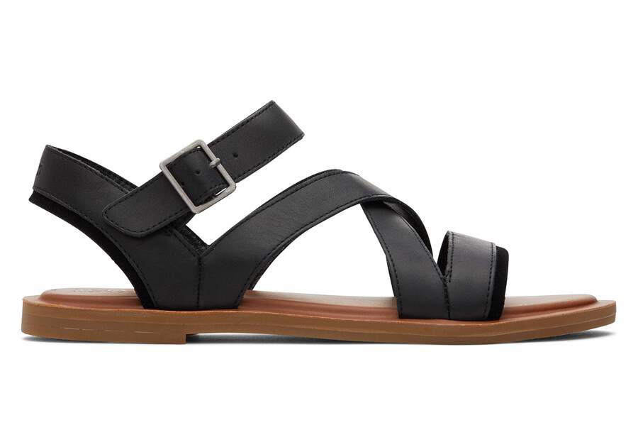 Sloane Leather Strappy Sandal- Black