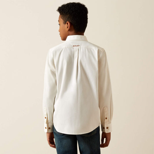 Ariat Kid's White Solid Twill Classic Fit Shirt