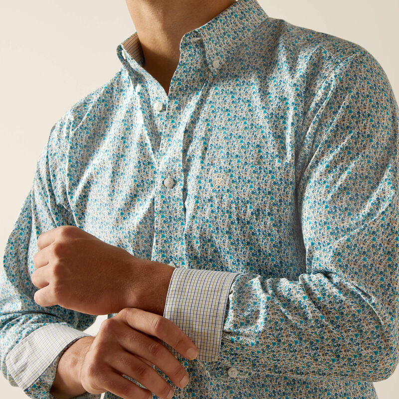 Ariat Men's Wrinkle Free Kellen Fitted Shirt- Blue