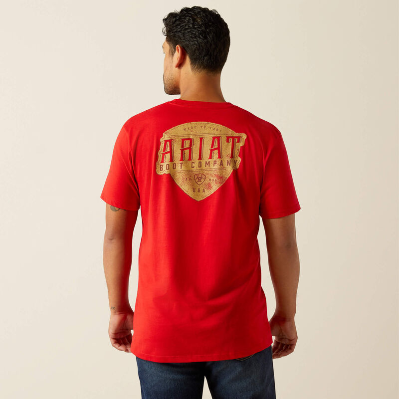 Ariat Men's Red Leather Shield Tee