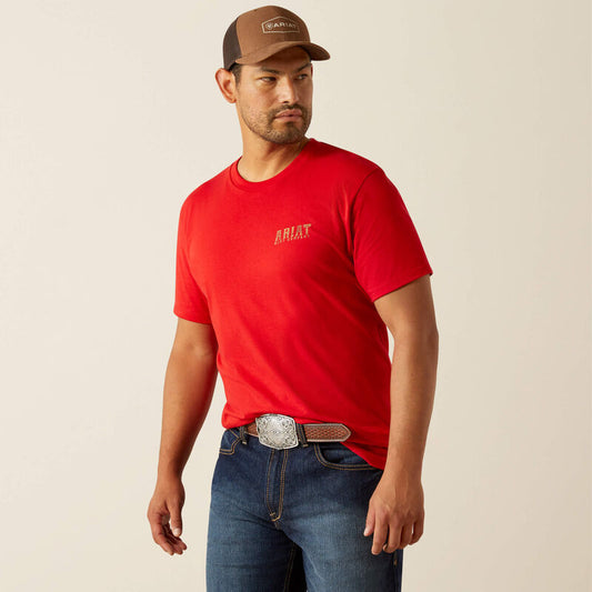 Ariat Men's Red Leather Shield Tee