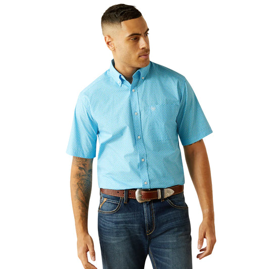 Ariat Men's Classic Fit Light Blue Short Sleeve Button Up