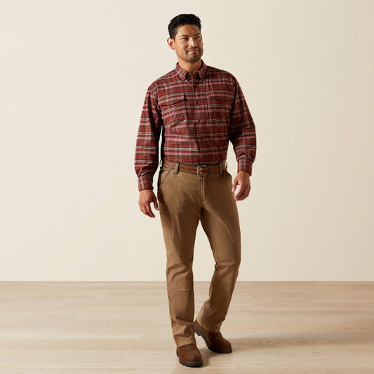 Ariat Men's Rebar Bitter Chocolate Flannel DuraStretch Work Shirt