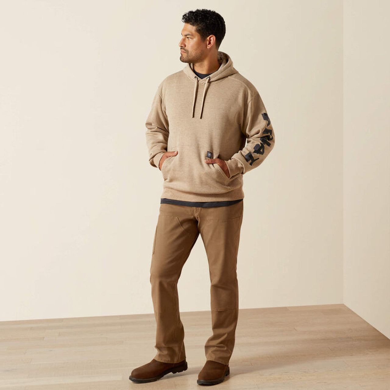 Ariat Men's Rebar Oatmeal Lightweight Logo Hoodie