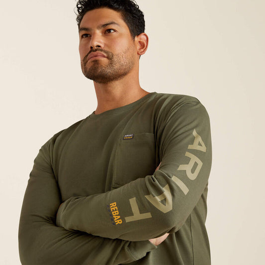 Ariat Men's Cotton Strong Standard Logo Long Sleeve Pocket Tee