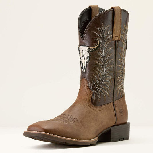 Ariat Men's Sport Steer Skull Wide Square Toe Cowboy Boot