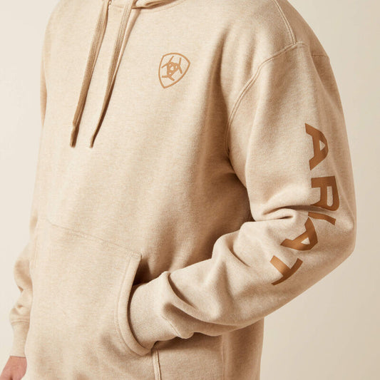 Ariat Men's Oatmeal Heather Logo Hoodie