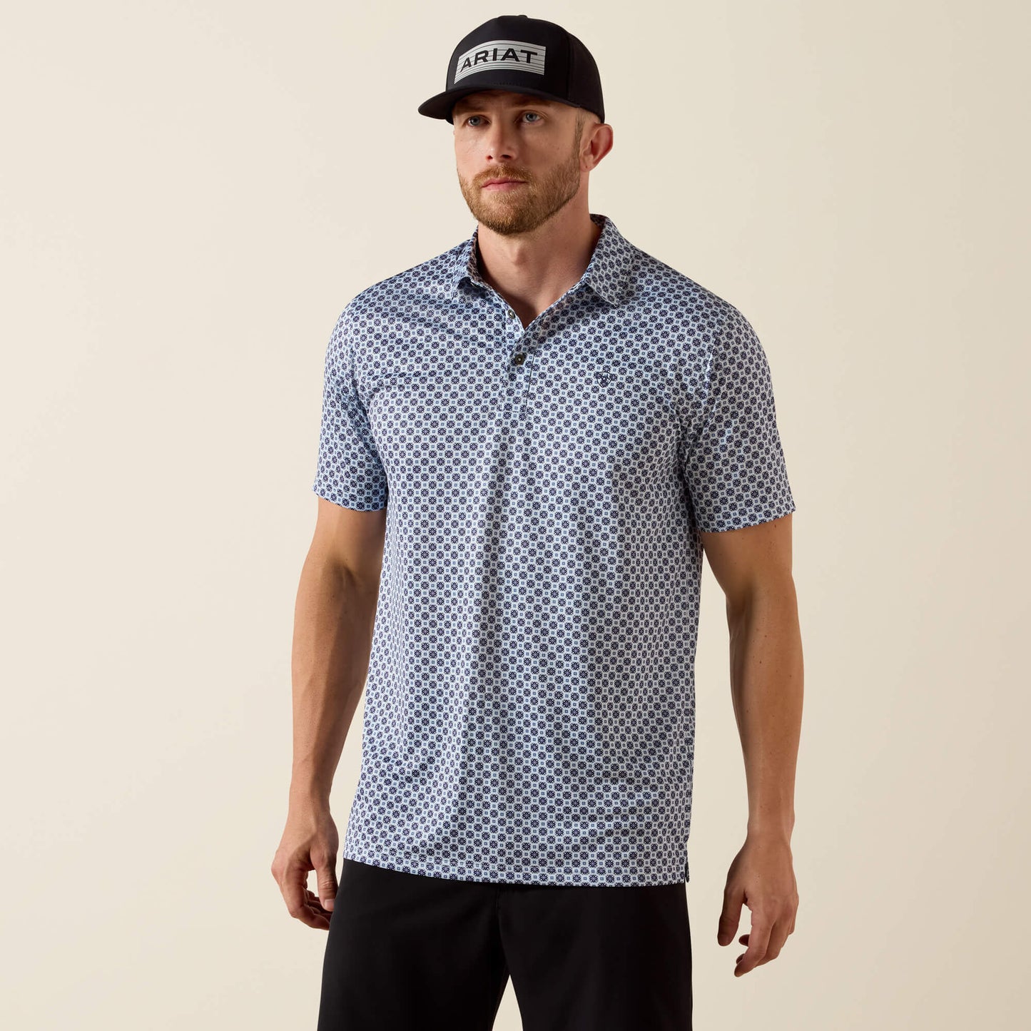 Ariat Men's White Medallion All Over Print Polo