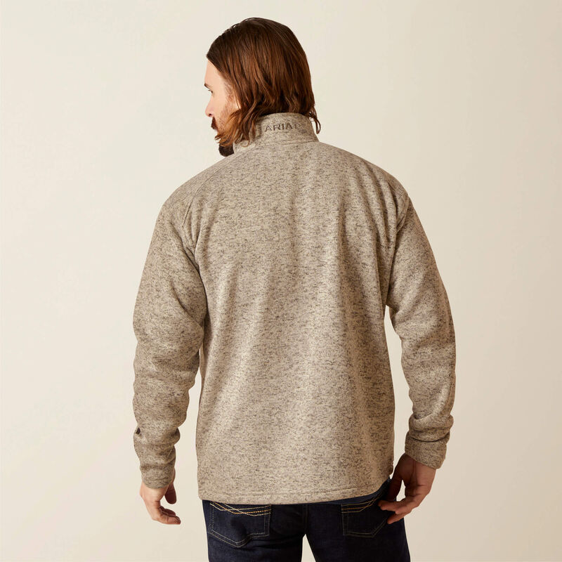 Ariat Men's Beige Caldwell Logo 1/4 Zip Sweater