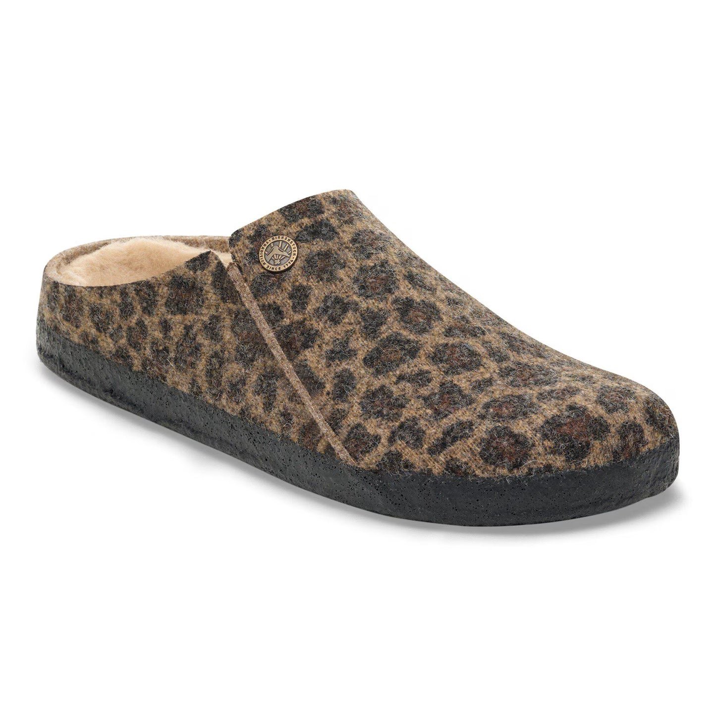 Zermatt Wool Felt Leopard Birkenstock Slippers