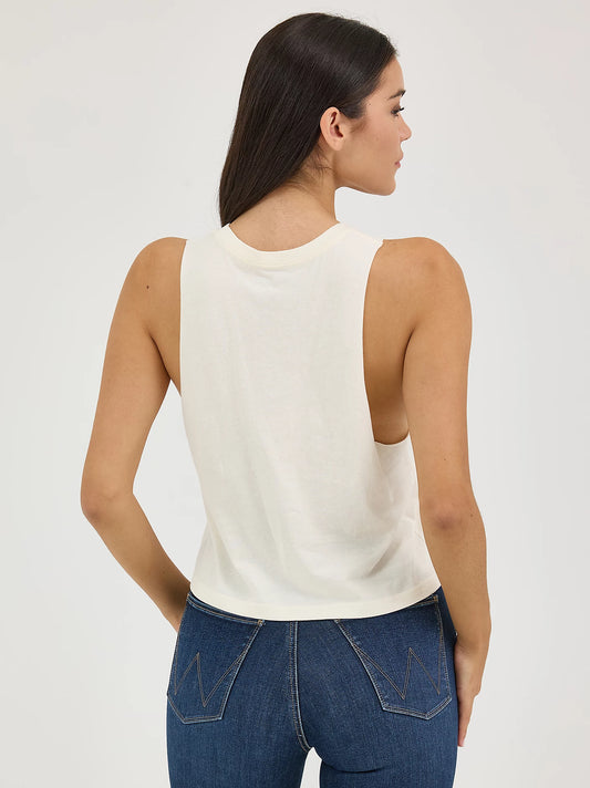 Wrangler Women's White Festival Crop Graphic Tank