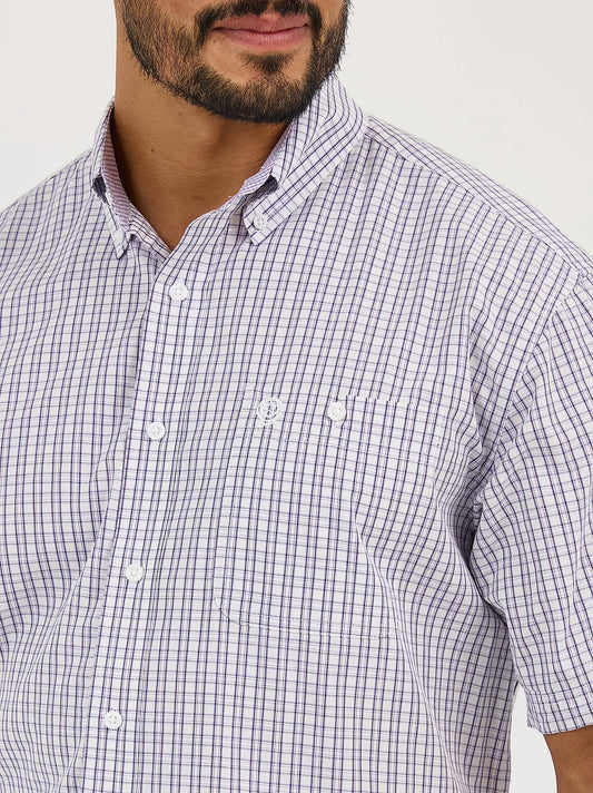 Wrangler George Strait Violet Check Short Sleeve Button Down Shirt