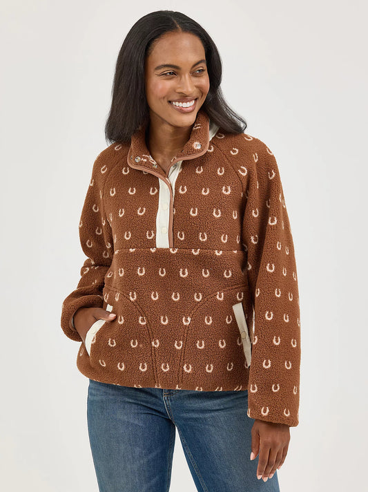 Women's Wrangler Brown Retro® Half-Snap Sherpa Pullover
