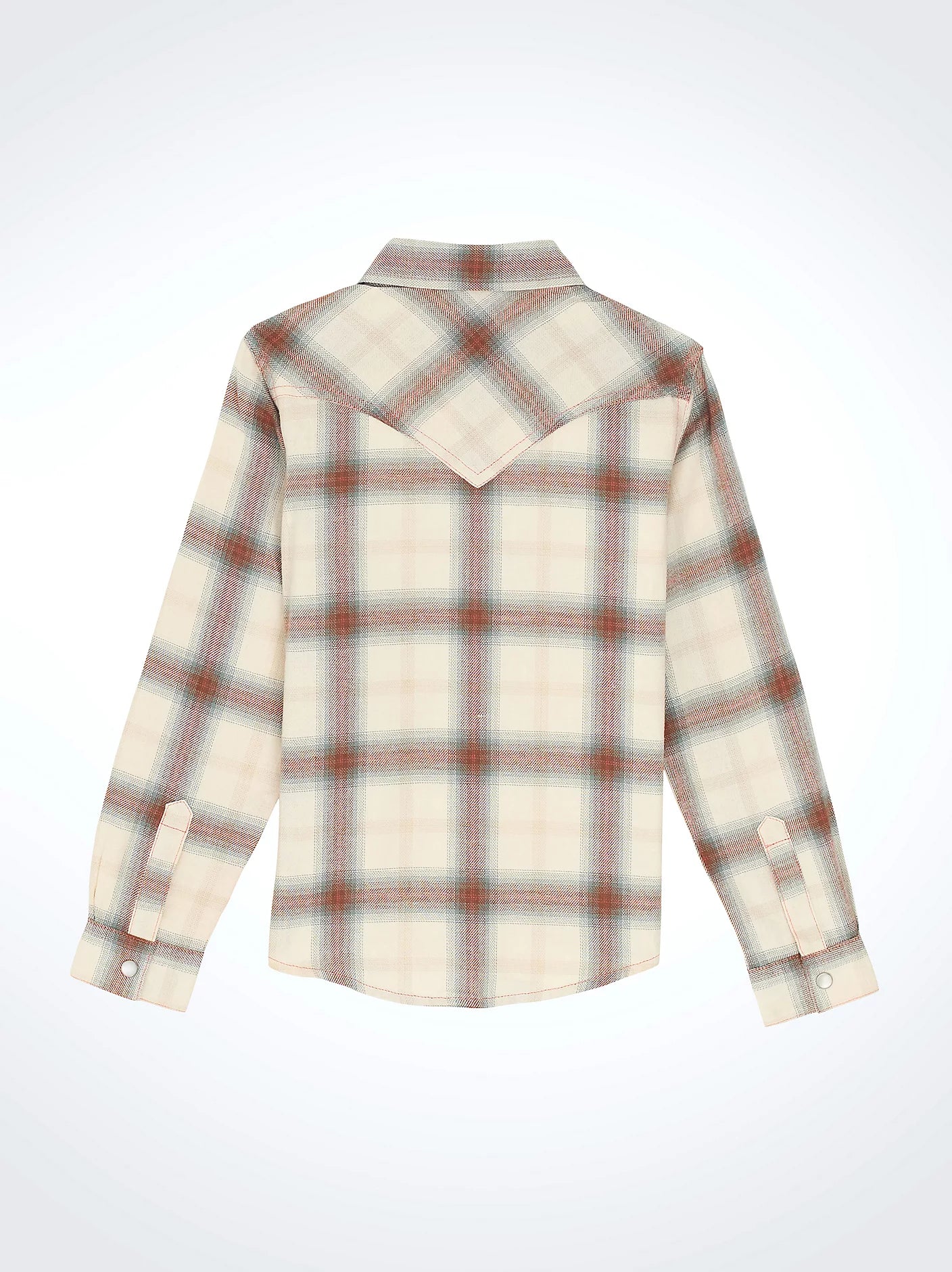 Girl's Wrangler Cream Flannel Plaid Western Snap Shirt