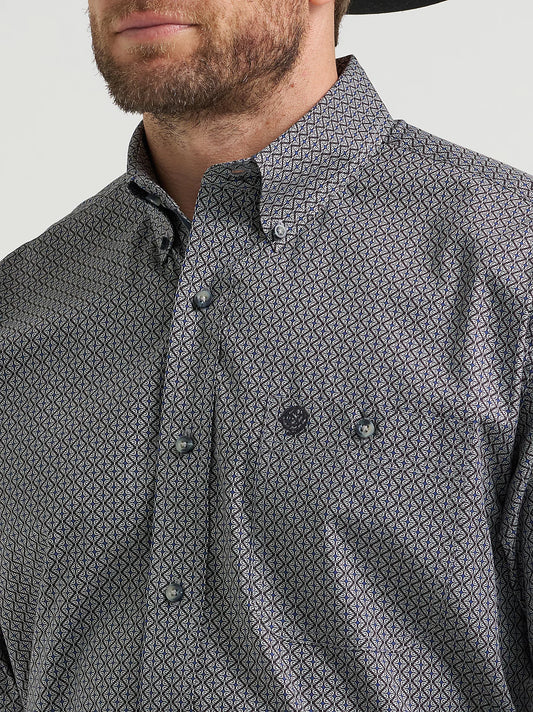 Wrangler Men's Black Navy George Strait Long Sleeve Button Down Shirt