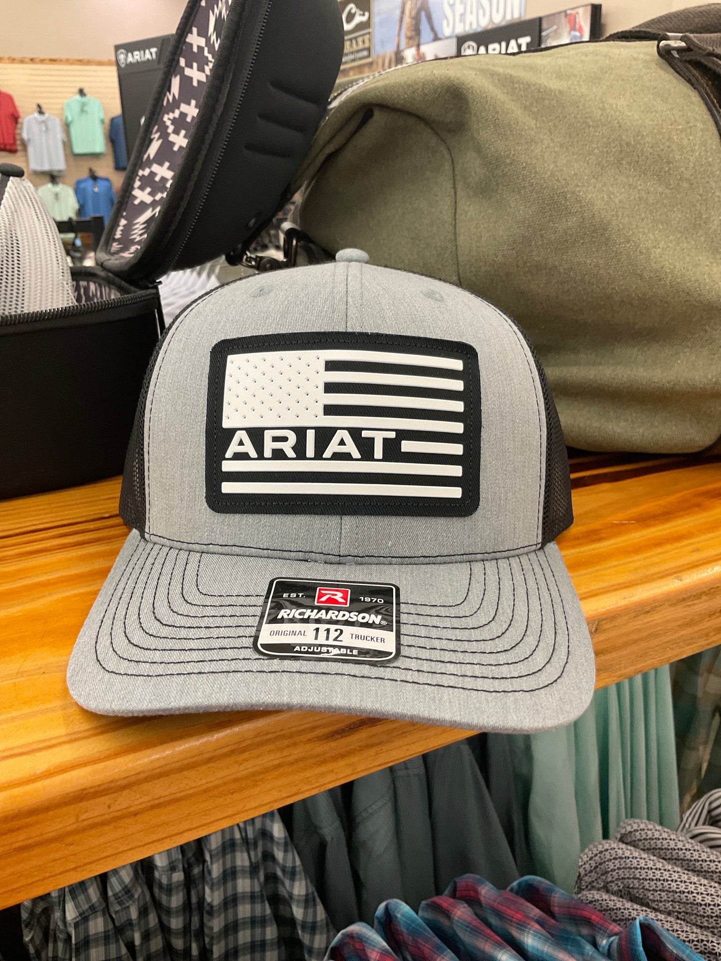 Ariat Men's Grey USA Flag Patch Snapback Hat