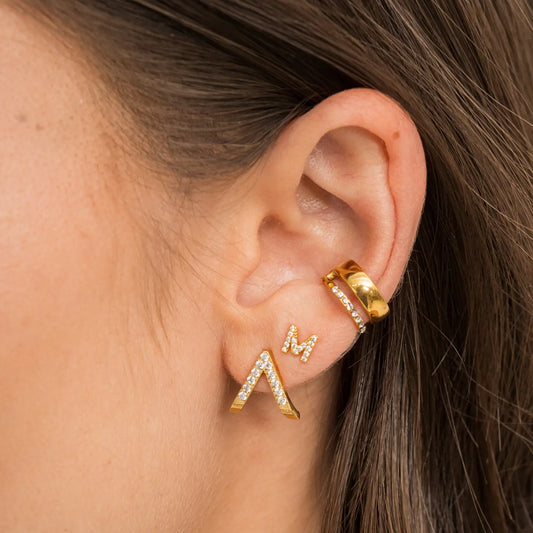 Gold Diamond V Studs - Waterproof
