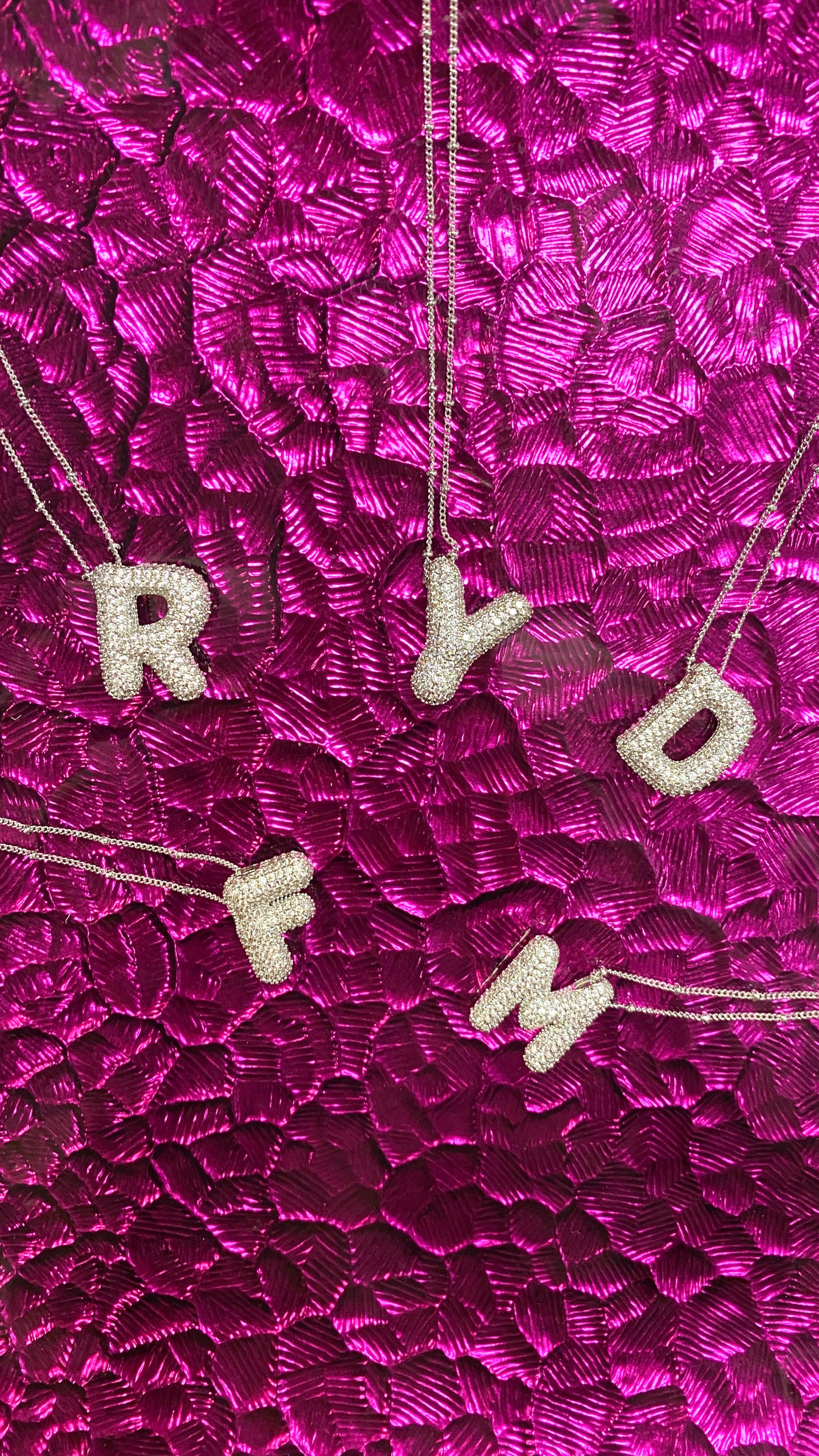 Silver Rhinestone Initial Bubble Letter Y Necklace