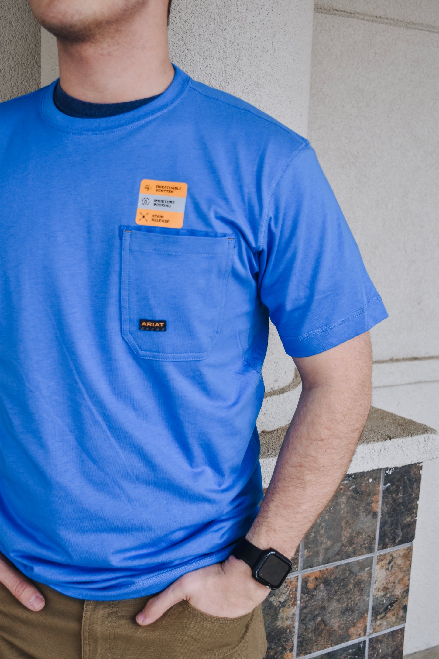 Ariat Rebar Workman Logo Shirt -  Campanula Grey Camo Blue