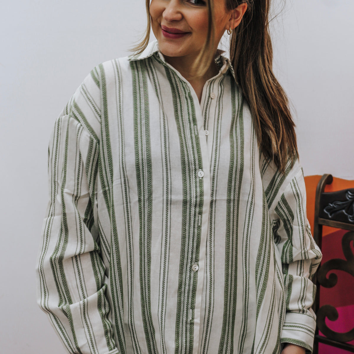 East Coast Long Sleeve Stripe Flannel Top