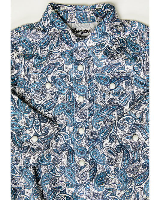 Wrangler Boy's Wavy Paisley Long Sleeve Western Snap Bodysuit