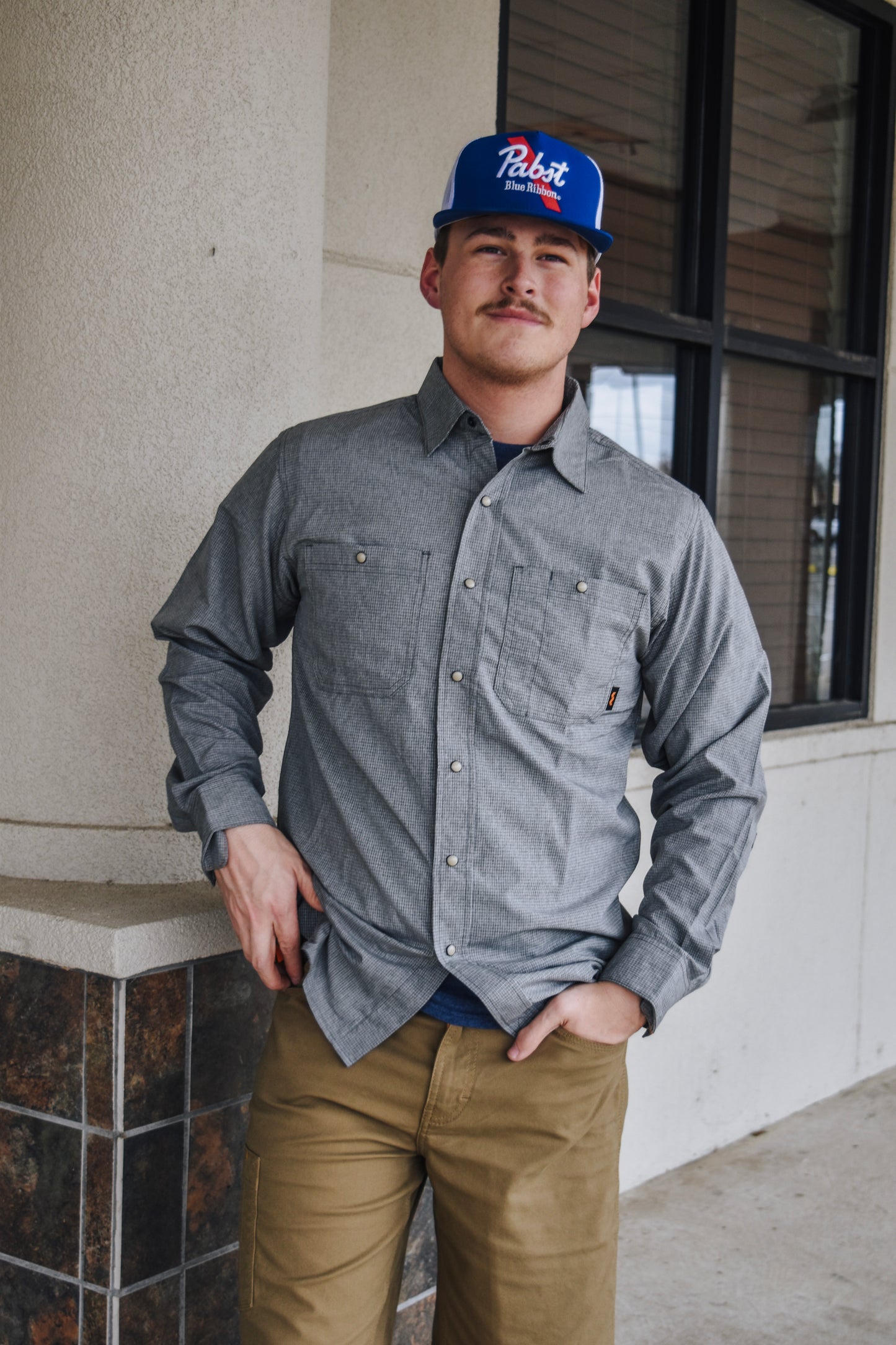 Allen Storm Grey Heather UPF 50 Plus Work Shirt