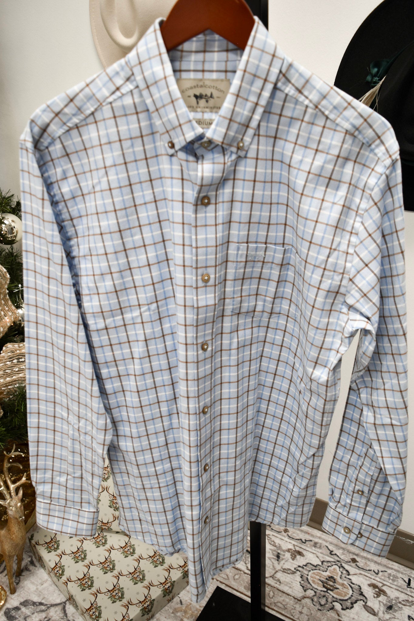 Coastal Cotton Men's Bay Blue Twill Sports Shirt