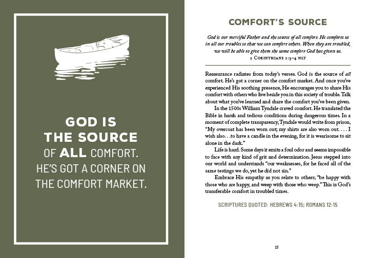 180 Encouraging Devotions for a Man of God, inside spread Comfort's Source