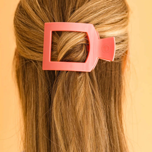 Teleties Quare Flat Calming Coral Large Hair Clip