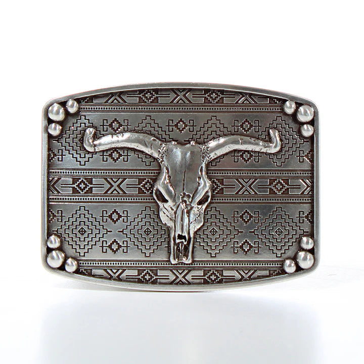Nocona Men's Rectangle Bull Skull Belt Buckle