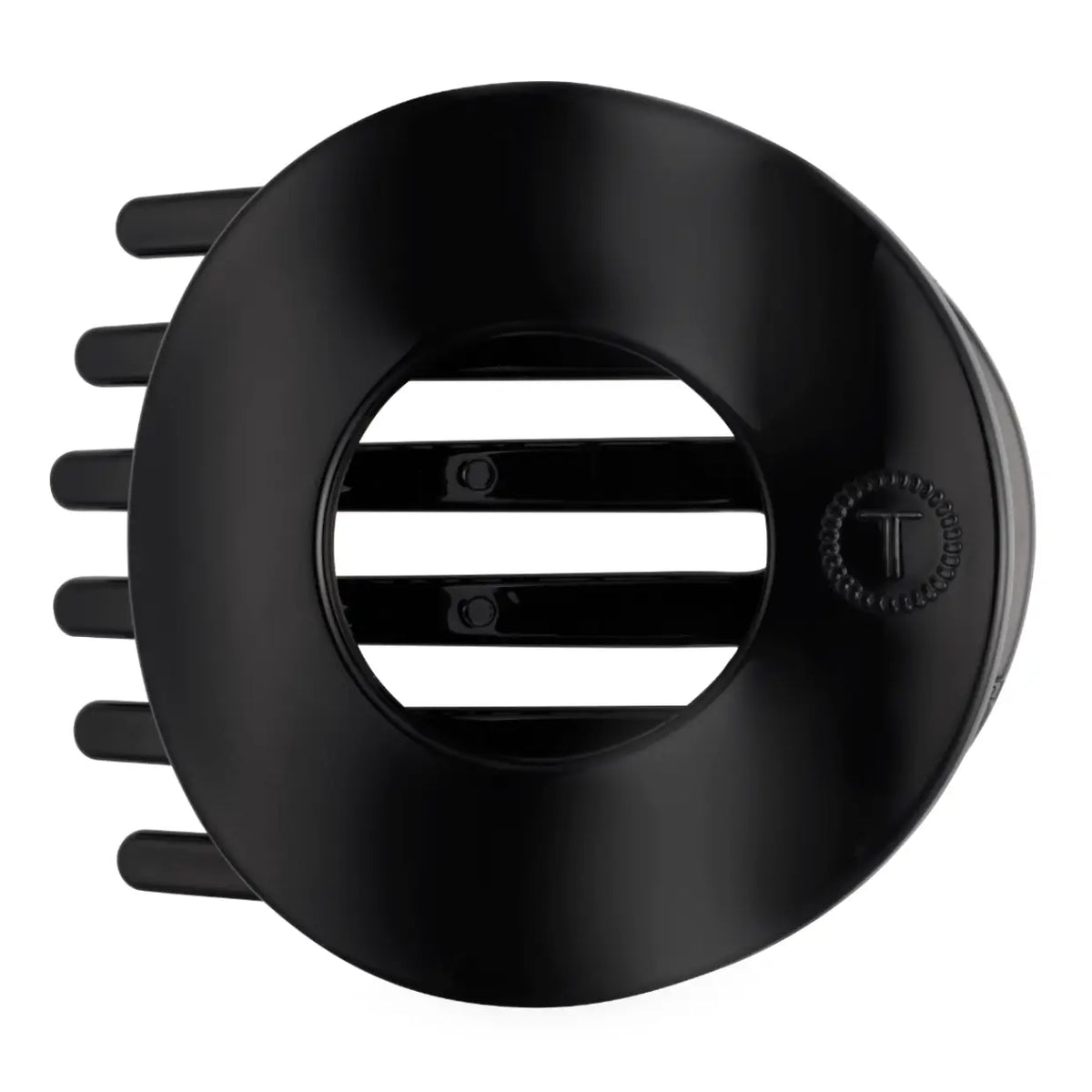 Teleties Jet Black Medium Flat Circle Hair Clip, front view