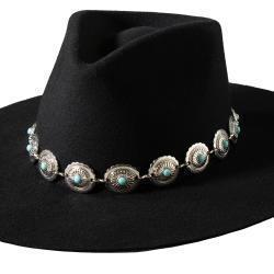Women's 3D Concho Stone Turquoise Chain Hatband