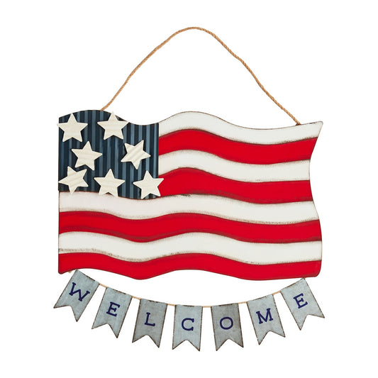 American Flag Tin Door Hanger