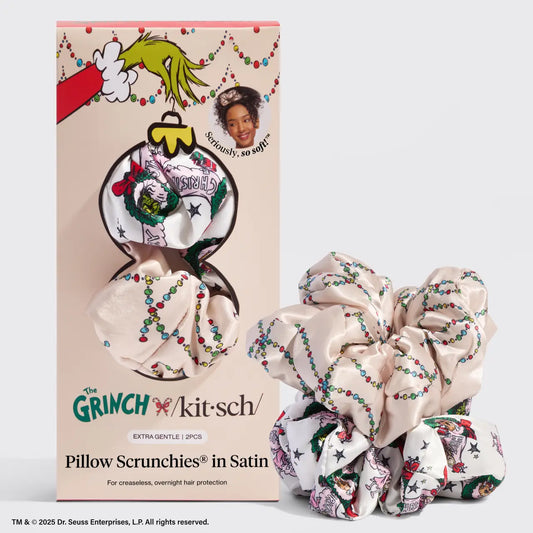 The Grinch X Kitsch Cindy Lou Who Stain Pillowscrunchies Set