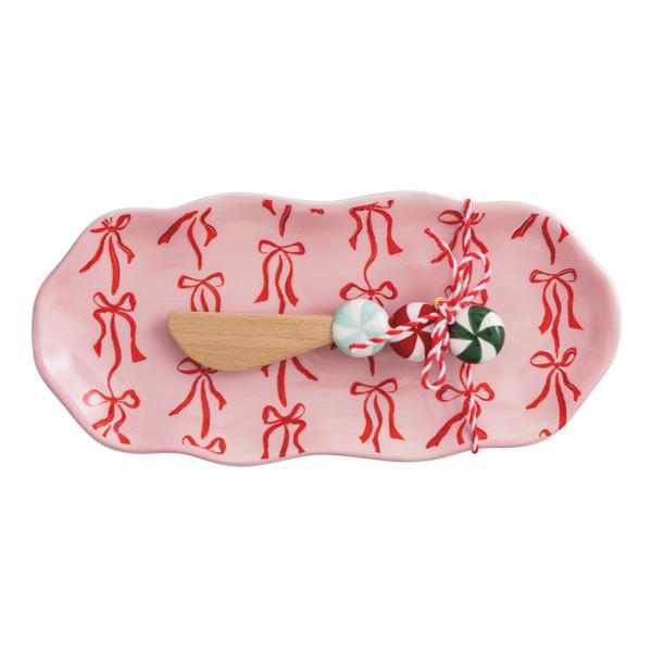 Christmas Bow Pink Everything Dish