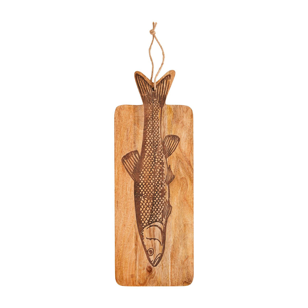 Etched Fish Wood Board, Natural Brown