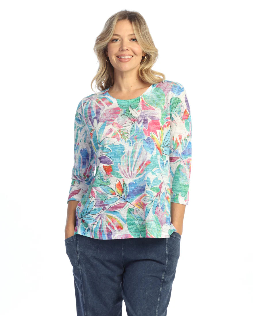 Rio White Blue Multi Tunic Top
