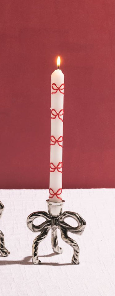 Bow Heart Taper Candles -4 Colors