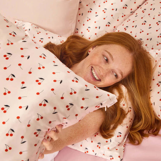Cherry Print Satin Pillowcase - Standard