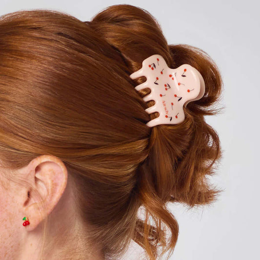 Cherry Print Cloud Claw Clip - Medium